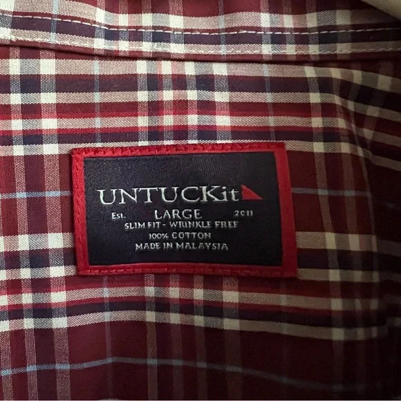 Untuckit Plaid Chevalier Wrinkle Free Shirt L Slim Fit - Picture 3 of 5